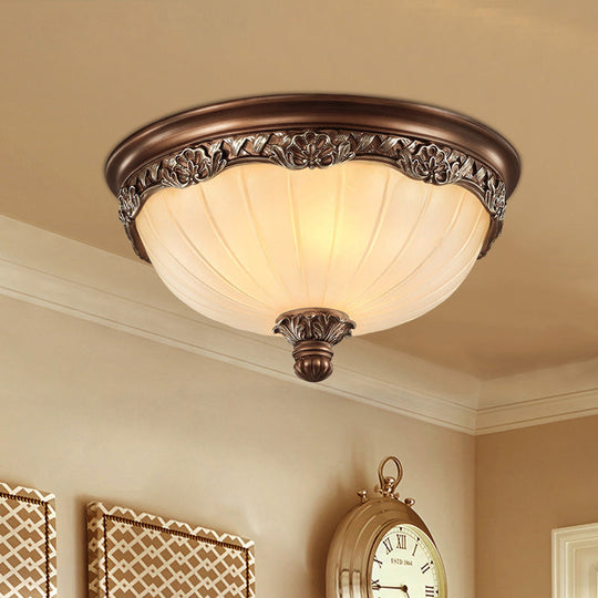 Classic Black Flush Ceiling Light with Frosted Glass Shade - 3 Lights, 14"/18" Wide