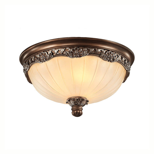 Classic Black Flush Ceiling Light with Frosted Glass Shade - 3 Lights, 14"/18" Wide