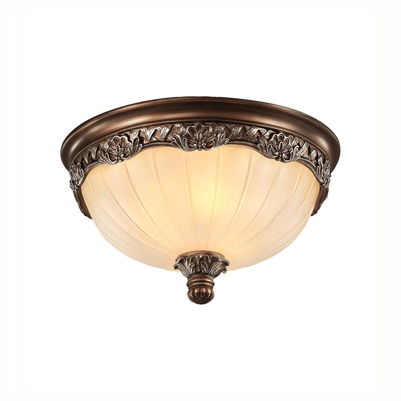 Classic Black Flush Ceiling Light with Frosted Glass Shade - 3 Lights, 14"/18" Wide