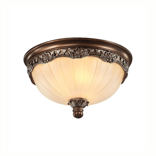 Classic Black Flush Ceiling Light with Frosted Glass Shade - 3 Lights, 14"/18" Wide