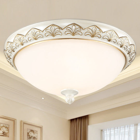 Traditional White Glass Ceiling Mounted Flush Mount Lamp for Bedroom