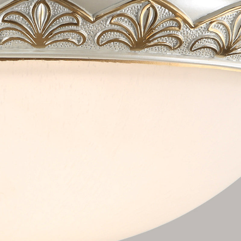 Traditional White Glass Ceiling Mounted Flush Mount Lamp for Bedroom