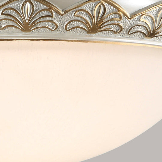 Traditional White Glass Ceiling Mounted Flush Mount Lamp for Bedroom