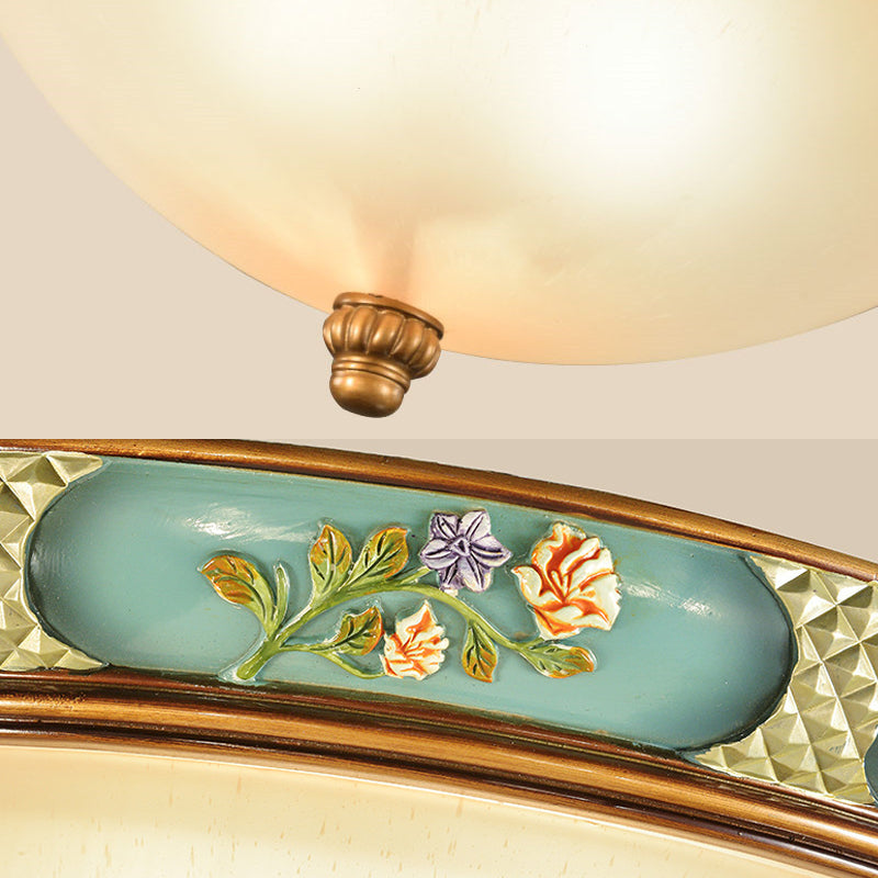 Traditional Frosted Glass Ceiling Light in Bronze - 3 Lights Flushmount, Wide (15"/19") for Corridor