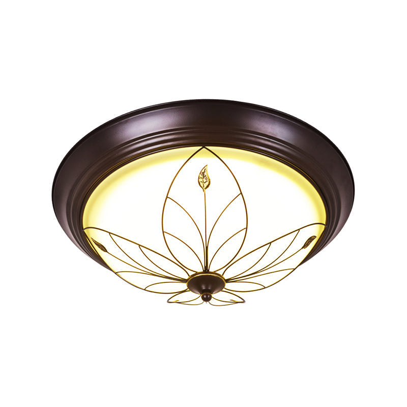 LED Frosted Glass Flush Mount Light Fixture - Traditional White Bowl Design for Corridor Ceiling Lighting in Warm/White Light, 13" or 19.5" Wide