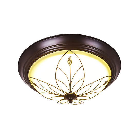 LED Frosted Glass Flush Mount Light Fixture - Traditional White Bowl Design for Corridor Ceiling Lighting in Warm/White Light, 13" or 19.5" Wide