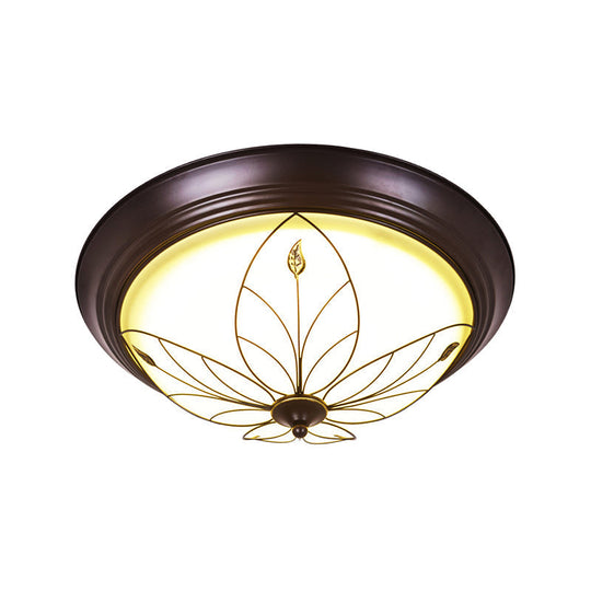 Led Frosted Glass Flush Mount Light Fixture - Traditional White Bowl Design For Corridor Ceiling