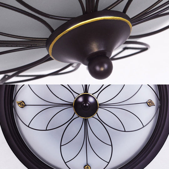 LED Frosted Glass Flush Mount Light Fixture - Traditional White Bowl Design for Corridor Ceiling Lighting in Warm/White Light, 13" or 19.5" Wide