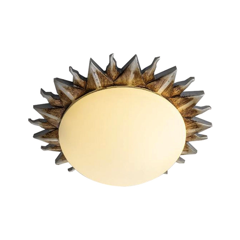 Traditional White Glass Flush Mount Ceiling Light for Dining Room - 1/3 Sunburst Lights, Sizes 9" or 15