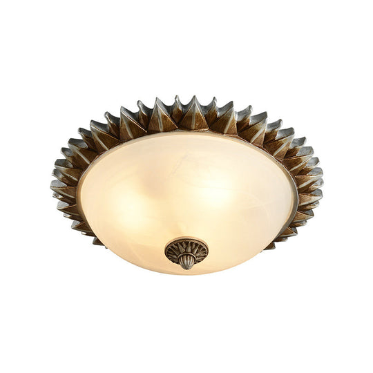 Traditional White Glass Flush Mount Ceiling Light for Dining Room - 1/3 Sunburst Lights, Sizes 9" or 15