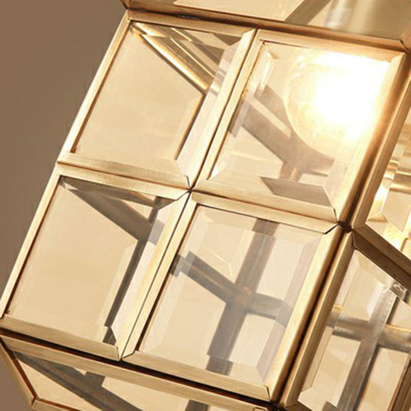 Brass Traditional House Pendant Light - Clear Glass Hanging Lamp For Foyer