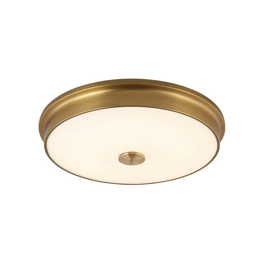 LED Drum Flush Mount Lighting White Glass Ceiling Fixture for Living Room in Warm/White Light, Various Sizes Available