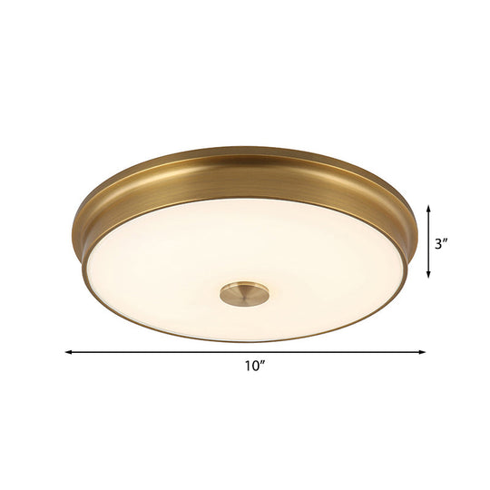 LED Drum Flush Mount Lighting White Glass Ceiling Fixture for Living Room in Warm/White Light, Various Sizes Available