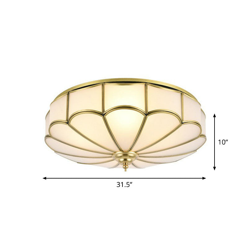 Minimalistic White Glass Flush Mount Ceiling Light Fixture