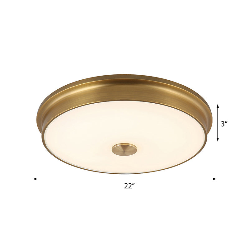 LED Drum Flush Mount Lighting White Glass Ceiling Fixture for Living Room in Warm/White Light, Various Sizes Available