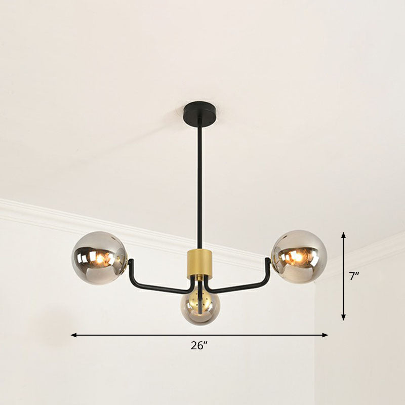 Radial Metal Ball Glass Chandelier – Modern Suspension Light for Living Room