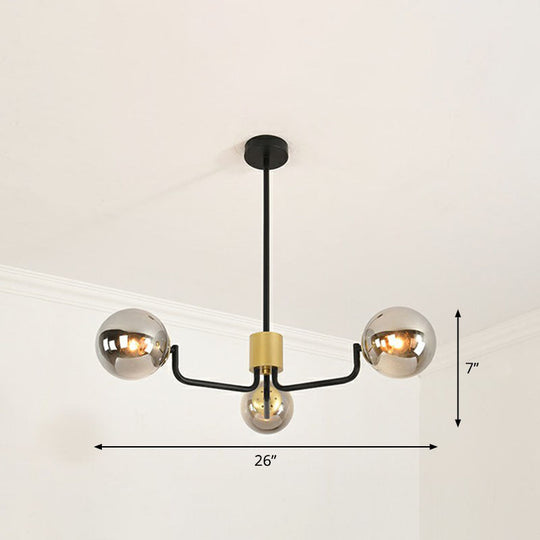 Radial Metal Ball Glass Chandelier – Modern Suspension Light for Living Room