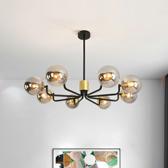 Radial Metal Ball Glass Chandelier – Modern Suspension Light for Living Room