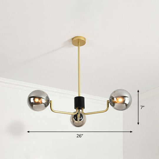 Radial Metal Ball Glass Chandelier – Modern Suspension Light for Living Room