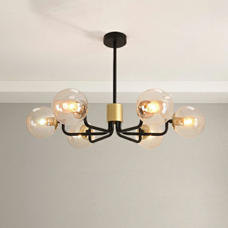 Radial Metal Ball Glass Chandelier – Modern Suspension Light for Living Room