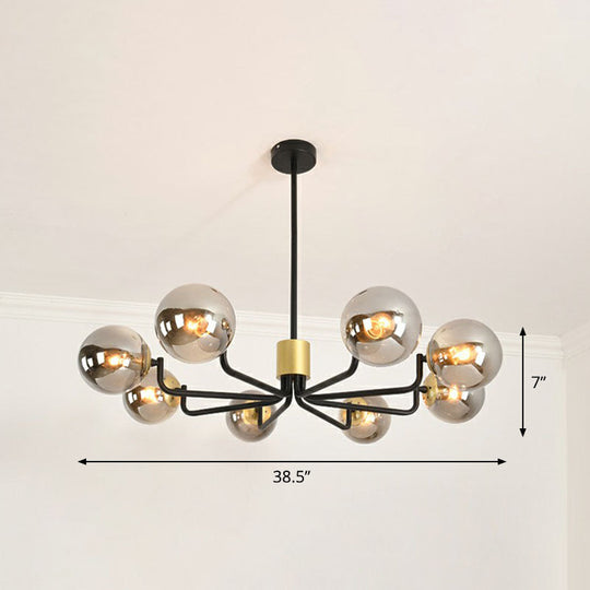 Radial Metal Ball Glass Chandelier – Modern Suspension Light for Living Room