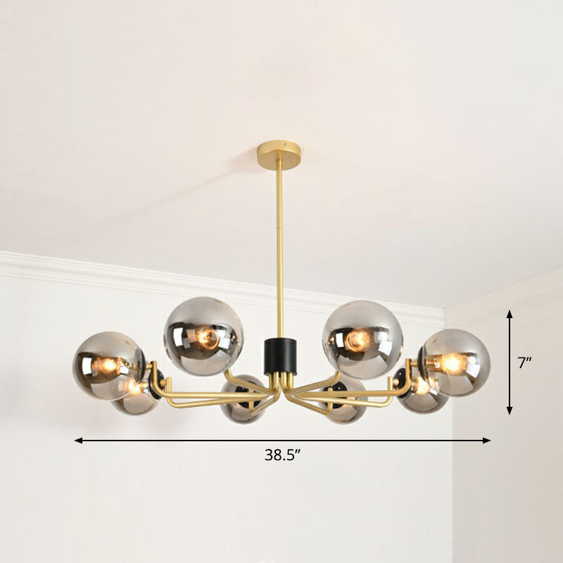 Radial Metal Ball Glass Chandelier – Modern Suspension Light for Living Room