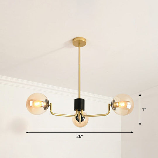 Radial Metal Ball Glass Chandelier – Modern Suspension Light for Living Room