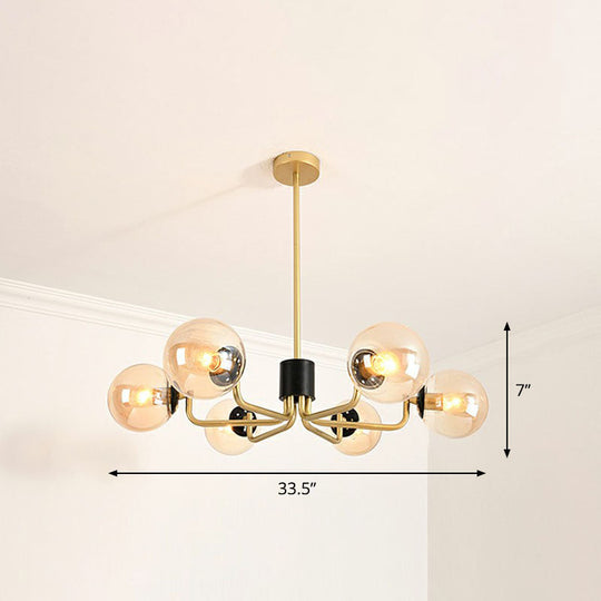 Radial Metal Ball Glass Chandelier – Modern Suspension Light for Living Room