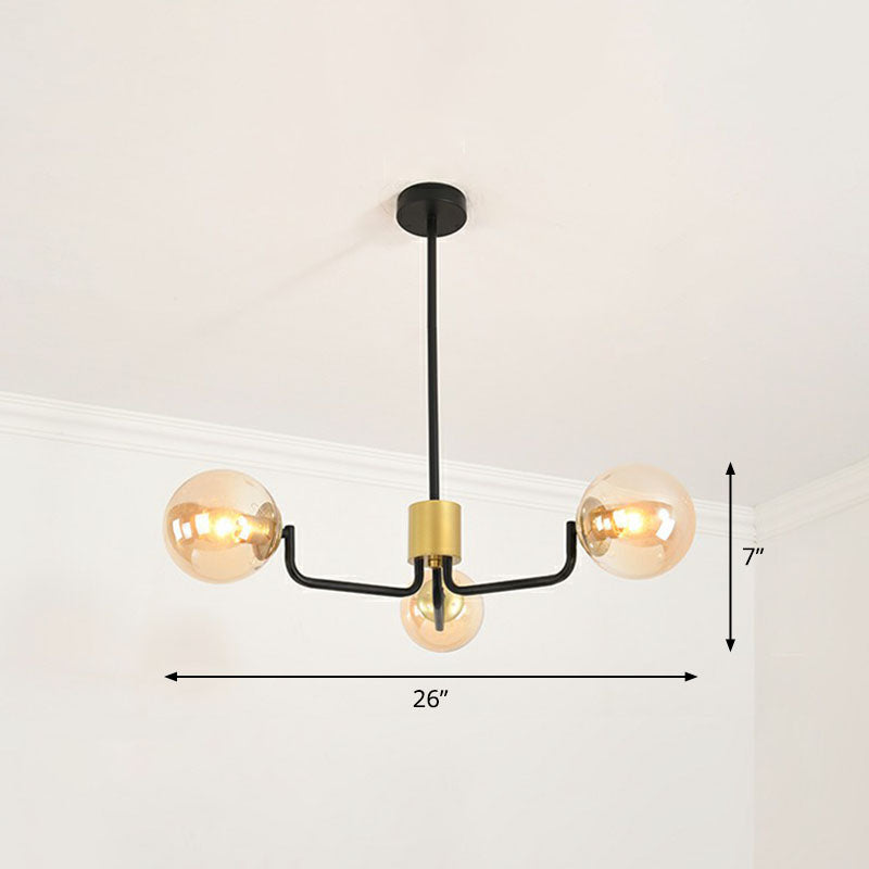 Radial Metal Ball Glass Chandelier – Modern Suspension Light for Living Room