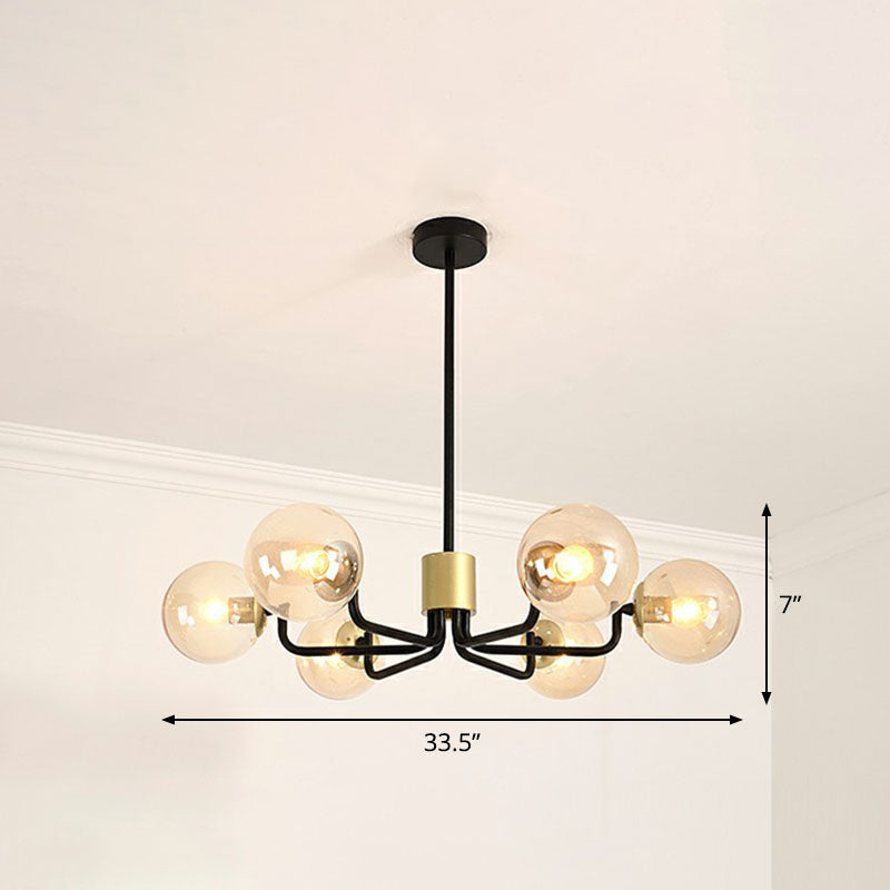Radial Metal Ball Glass Chandelier – Modern Suspension Light for Living Room