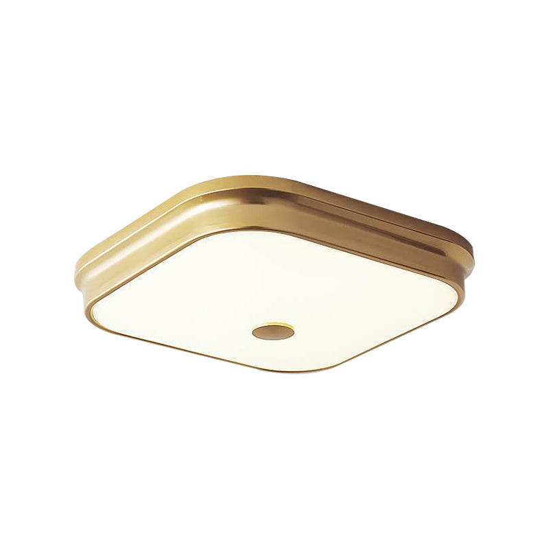 LED Flushmount Lighting: Traditional Square Frosted Glass Ceiling Light - Black/Gold for Living Room - Sizes: 11"/15"/19.5
