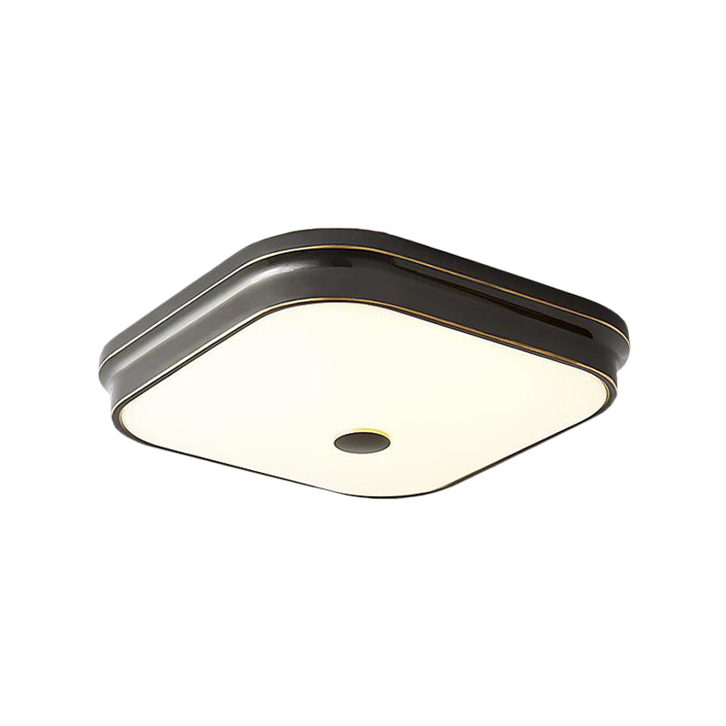 LED Flushmount Lighting: Traditional Square Frosted Glass Ceiling Light - Black/Gold for Living Room - Sizes: 11"/15"/19.5