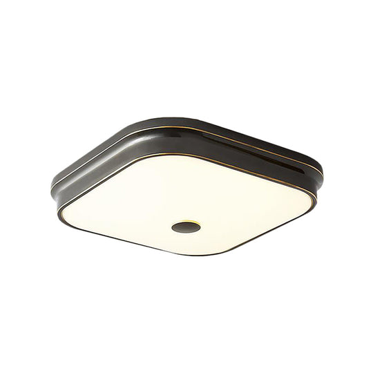 LED Flushmount Lighting: Traditional Square Frosted Glass Ceiling Light - Black/Gold for Living Room - Sizes: 11"/15"/19.5