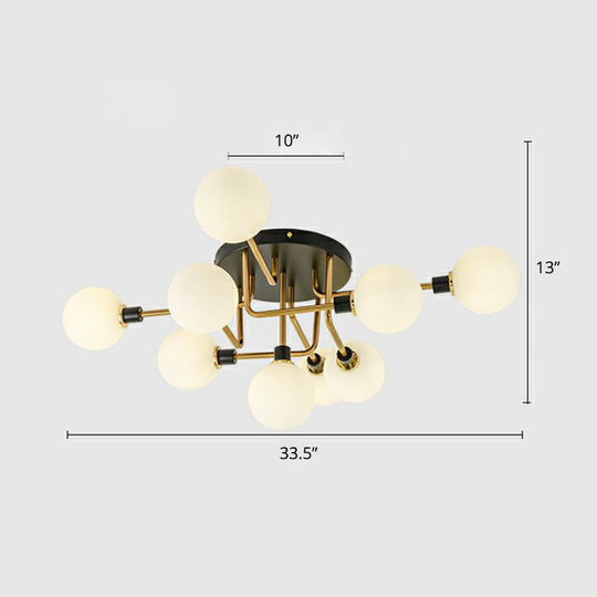 Modern Glass Semi Flush Mount Ceiling Light Fixture - Bubbles, Black Finish - Bedroom Lighting