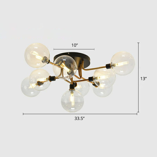 Modern Glass Semi Flush Mount Ceiling Light Fixture - Bubbles, Black Finish - Bedroom Lighting