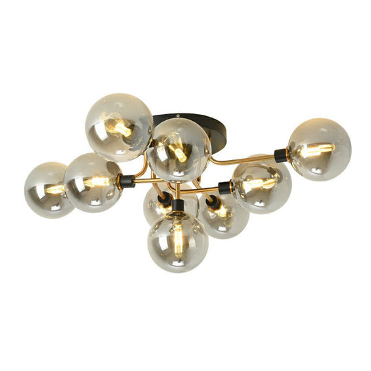 Modern Glass Semi Flush Mount Ceiling Light Fixture - Bubbles Black Finish Bedroom Lighting