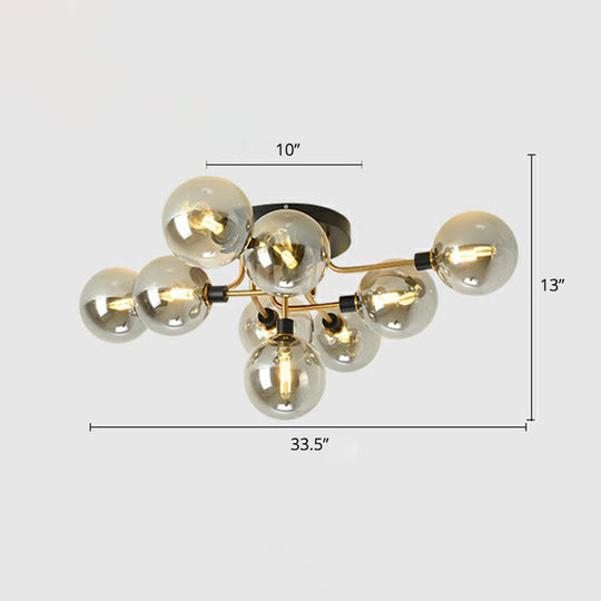 Modern Glass Semi Flush Mount Ceiling Light Fixture - Bubbles, Black Finish - Bedroom Lighting