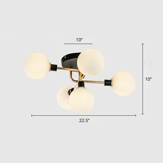 Modern Glass Semi Flush Mount Ceiling Light Fixture - Bubbles, Black Finish - Bedroom Lighting