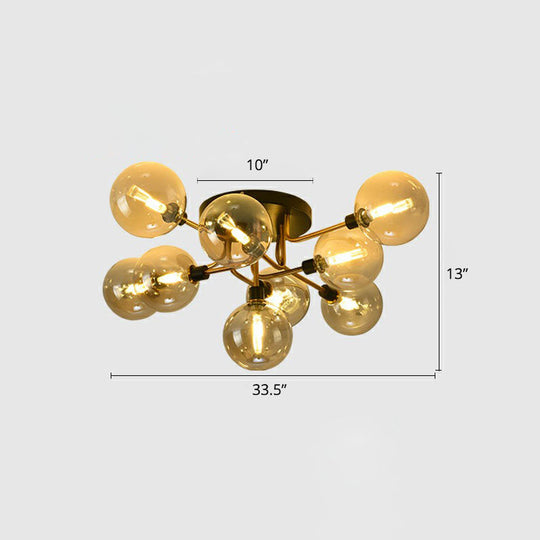 Modern Glass Semi Flush Mount Ceiling Light Fixture - Bubbles, Black Finish - Bedroom Lighting