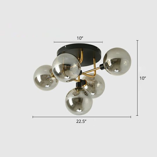 Modern Glass Semi Flush Mount Ceiling Light Fixture - Bubbles Black Finish Bedroom Lighting 5 /