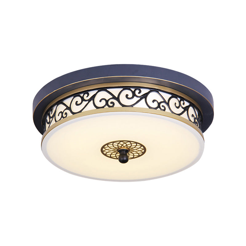 LED Ceiling Light with Frosted Drum Shade in White/Warm, Classic White Flush Mount for Living Room, 12"/16"/19.5" W