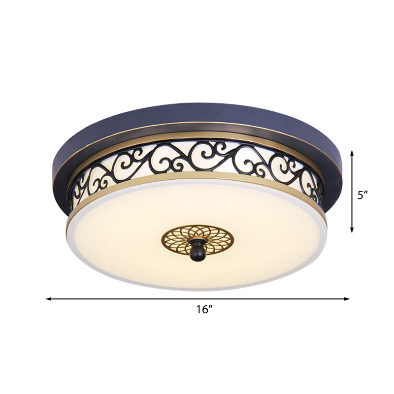 LED Ceiling Light with Frosted Drum Shade in White/Warm, Classic White Flush Mount for Living Room, 12"/16"/19.5" W
