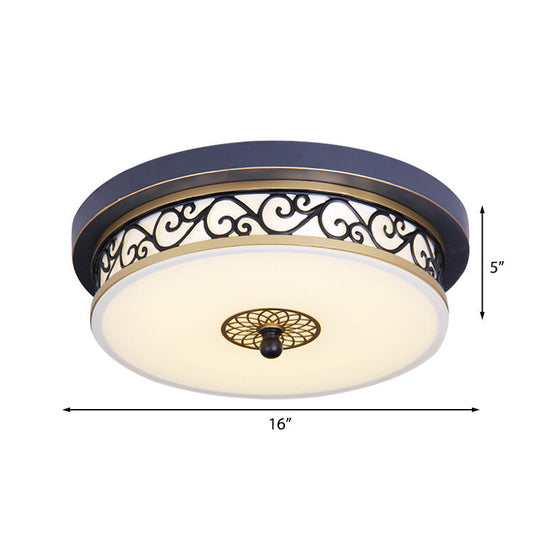 LED Ceiling Light with Frosted Drum Shade in White/Warm, Classic White Flush Mount for Living Room, 12"/16"/19.5" W
