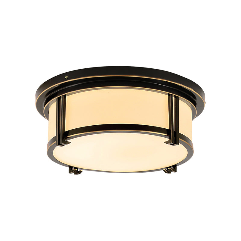 Classic Frosted Glass LED Flush Mount Lamp - Black/Brass Finish - Warm/White Light - Perfect Living Room Ceiling Light Fixture