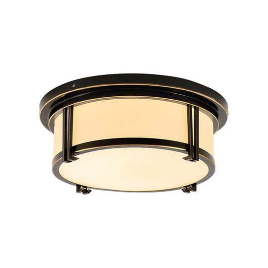 Classic Frosted Glass LED Flush Mount Lamp - Black/Brass Finish - Warm/White Light - Perfect Living Room Ceiling Light Fixture