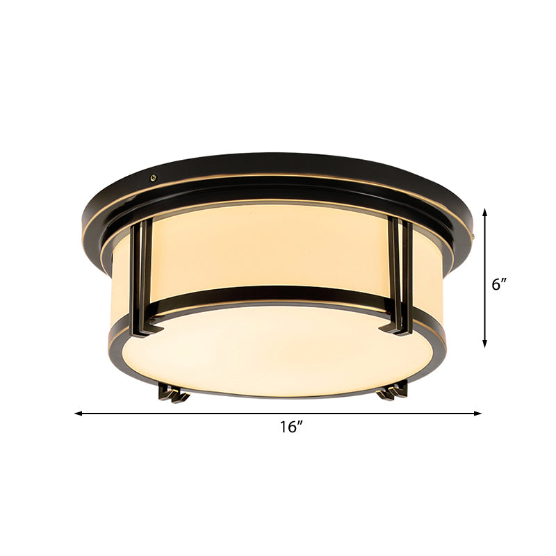 Classic Frosted Glass LED Flush Mount Lamp - Black/Brass Finish - Warm/White Light - Perfect Living Room Ceiling Light Fixture