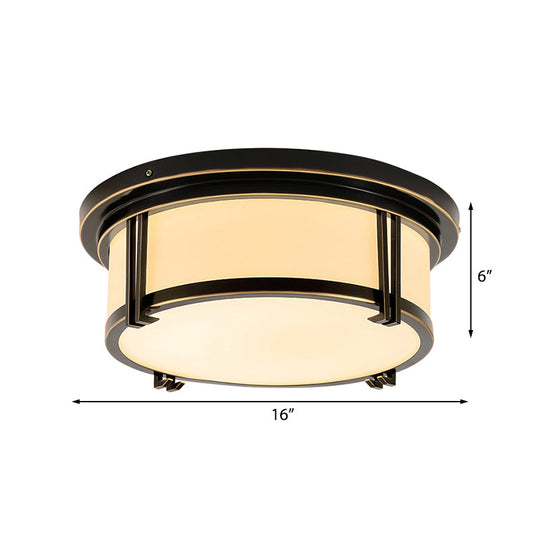 Classic Frosted Glass LED Flush Mount Lamp - Black/Brass Finish - Warm/White Light - Perfect Living Room Ceiling Light Fixture