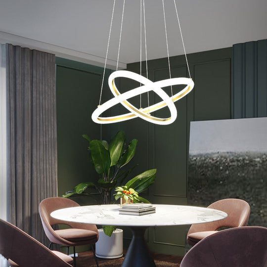 Gold Halo LED Acrylic Chandelier: Elegant Hanging Light Fixture for Tables