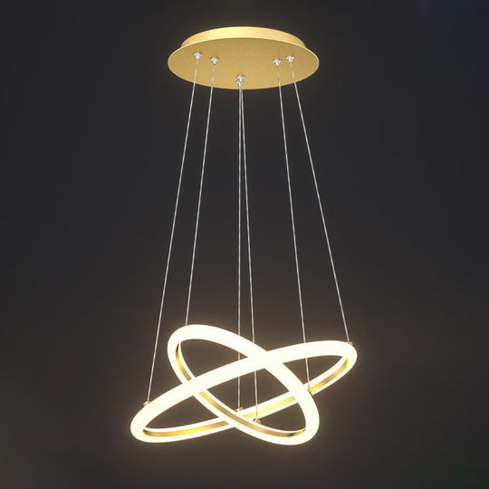 Gold Halo LED Acrylic Chandelier: Elegant Hanging Light Fixture for Tables