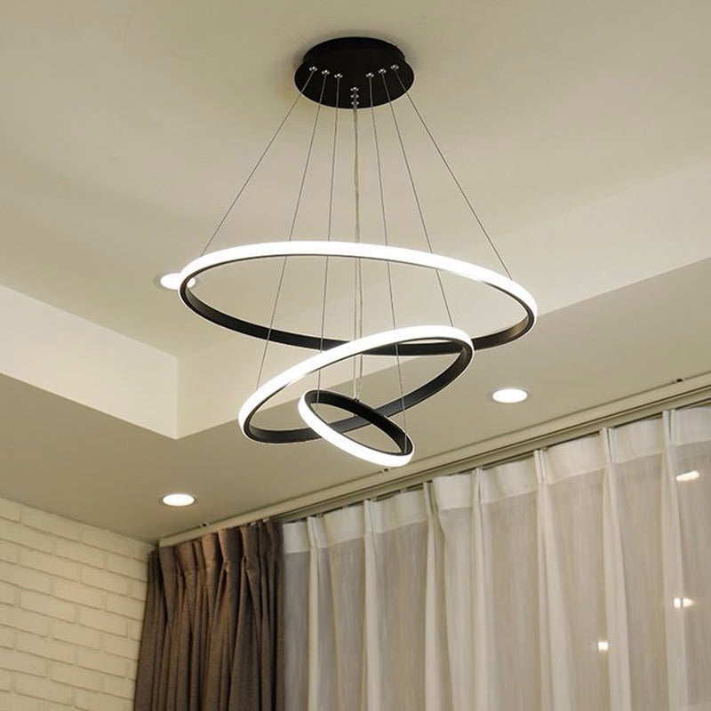 Circular LED Minimalist Pendant Acrylic Chandelier for Dining Room